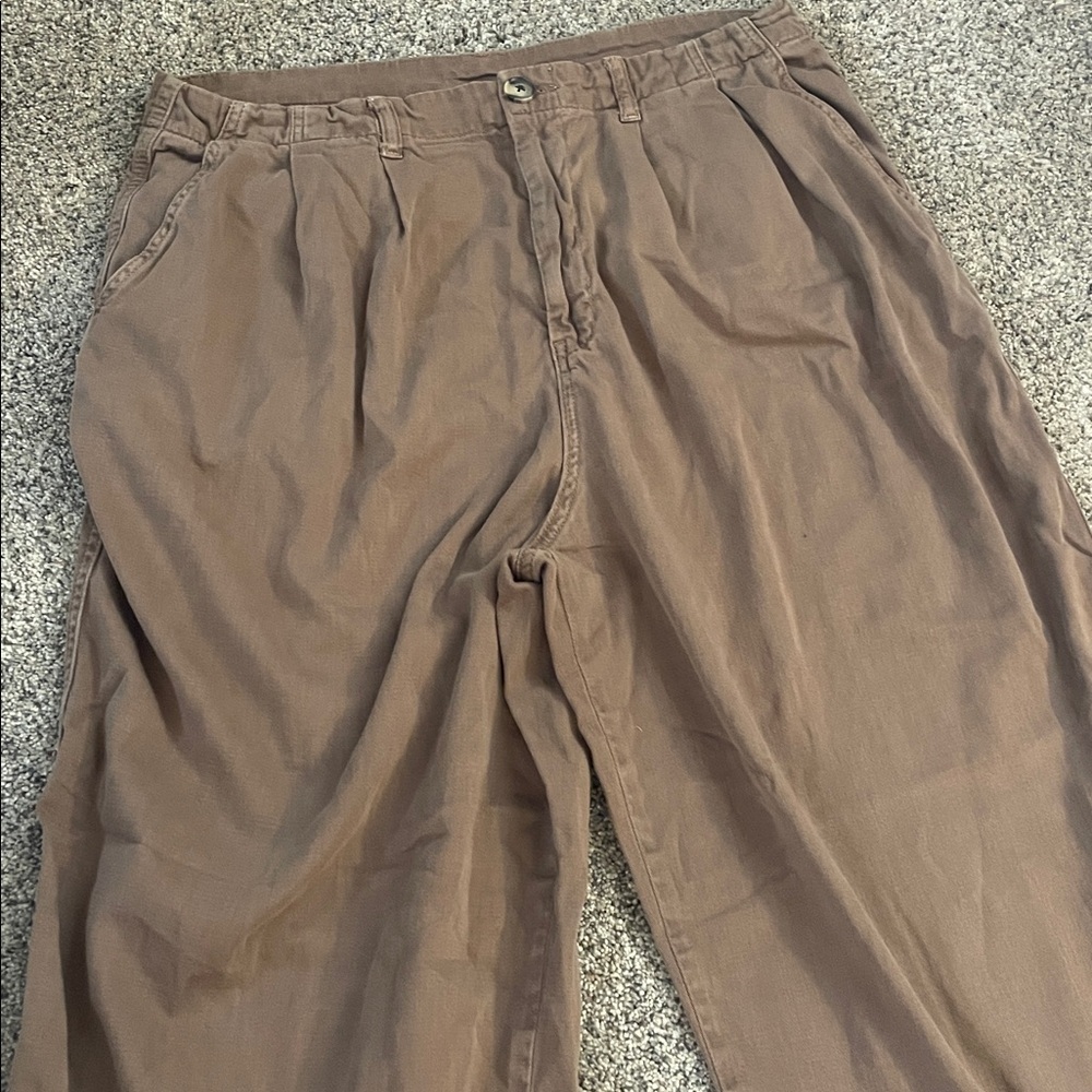 Free people brown wide leg trouser pant 12 - Picture 2 of 6